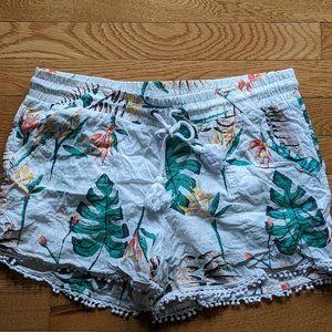 Maurice Women's White/Tropical Fabric Shorts Size Medium